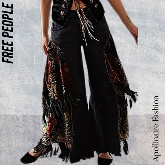 WE THE FREE JUST FRILLS LOW RISE WIDE LEG JEANS NWT - Picture 4 of 17